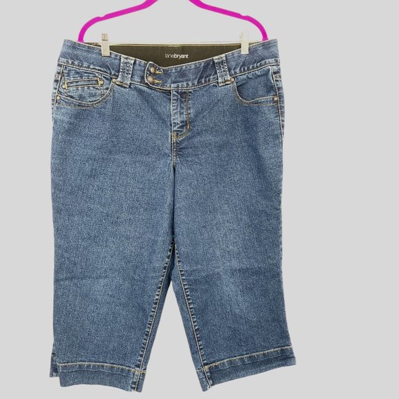 Lane Bryant Denim - Lane Bryant Stretch Jeans Hi Rise Wide leg Cropped Crop Side Flap Womens Plus 16